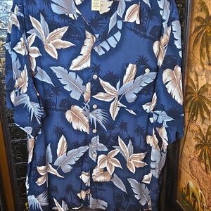 Islander Blue and Tan Hawaiian Shirt